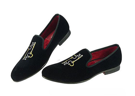 উচ্চ কারিগরি পুরুষদের embroidered loafers, টেকসই পুরুষদের কালো স্লিপ উপর জুতা