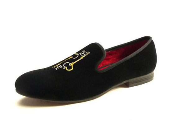 উচ্চ কারিগরি পুরুষদের embroidered loafers, টেকসই পুরুষদের কালো স্লিপ উপর জুতা