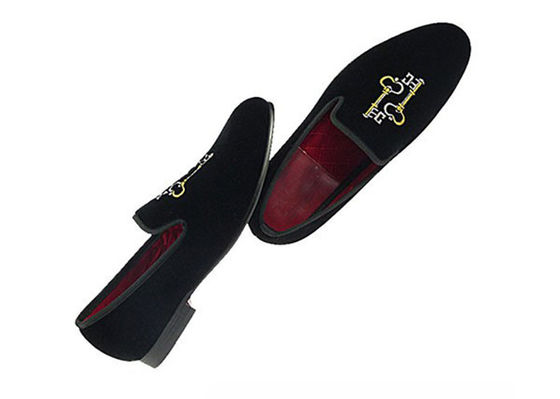 উচ্চ কারিগরি পুরুষদের embroidered loafers, টেকসই পুরুষদের কালো স্লিপ উপর জুতা