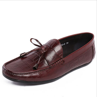 আনুষ্ঠানিক পুরুষদের চামড়া Loafers এন্টি স্কিডিং Moccasins Bow টাই সমতল জুতা