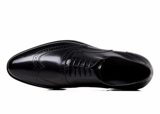 গুডইয়ার পুরুষদের কালো চামড়া Brogues, খোদাই হস্তনির্মিত পুরুষদের ব্যবসা নৈমিত্তিক জুতা