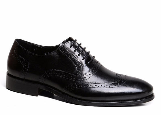 গুডইয়ার পুরুষদের কালো চামড়া Brogues, খোদাই হস্তনির্মিত পুরুষদের ব্যবসা নৈমিত্তিক জুতা
