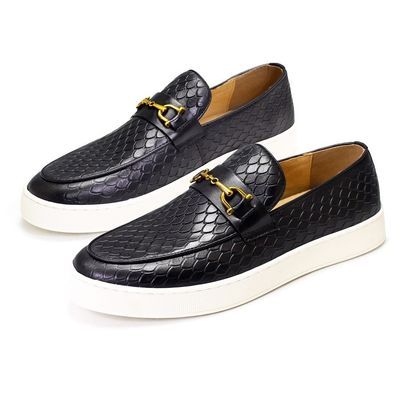 সব ঋতু পুরুষদের স্লিপ উপর sneakers আসল চামড়া সমতল নৌকা জুতা অবসর জন্য