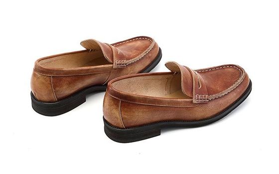 Breathable Men Brown Penny Loafers, আসল চামড়া Loafers জুতা