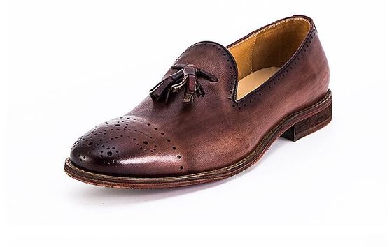 গ্রীষ্মকালীন ব্রাউন পুরুষদের চামড়া Loafers জুতা স্লিপ অন Brogue Tassel Loafers